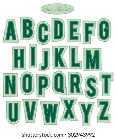 sew collection - hand made light and bright green stitch letters