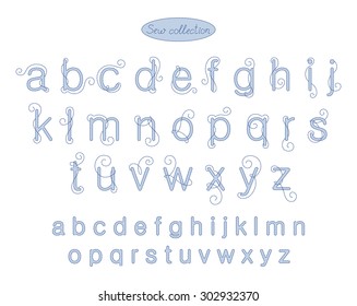 sew collection - light blue color embroidery letters