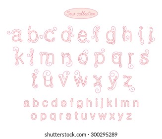 sew collection - pink color embroidery letters