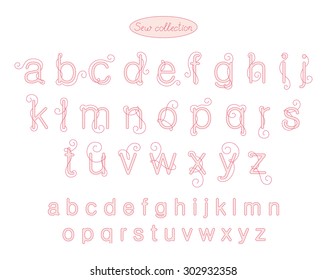 sew collection - pink color embroidery letters