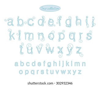 sew collection - turquoise color embroidery letters