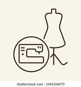 Sew dress line icon. Sewing, dress, sewing, sewing machine. Fashion industry concept. Vector illustration can be used for topics like business, fashion, marketing