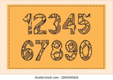 Sew font. Numbers vector set. A set of numbers from zero to nine and percent sign. Vector illustration.