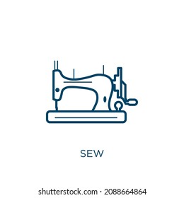sew icon. Thin linear sew outline icon isolated on white background. Line vector sew sign, symbol for web and mobile
