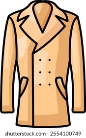 Sew Ladies Coat with fittings concept, Party wear Dress Making colorline vector, Bespoke tailoring symbol, custom measure clothing sign,Sew and Tailor materials stock illustration