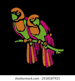 Coser lentejuelas de loros, camisetas de impresión de Diseño gráfico de moda, ilustración, Vector, carteles, tarjetas, pegatinas, taza