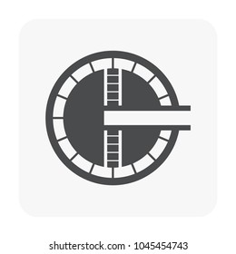 Sewage clarifier or settling tanks icon, Built with mechanical for removal solids by sedimentation, That is a physical water treatment process in water treatment plant, Vector illustration design icon