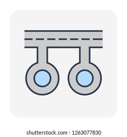 Sewage clarifier or settling tanks icon, Built with mechanical for removal solids by sedimentation, That is a physical water treatment process in water treatment plant, Vector illustration design icon