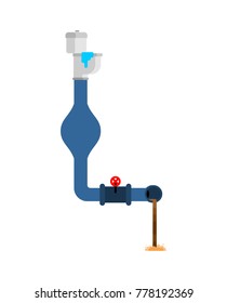 Sewage clogged. Litter in water pipe. old pipes. Water leak. Sewerage is broken. Vector illustration