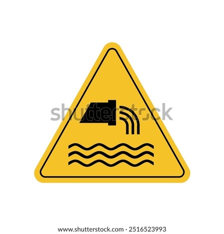 sewage effluent outfall sign symbol, sign inside yellow triangle board. suitable for poster and web icon use