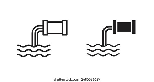 Icono de aguas residuales plana en blanco y negro logo