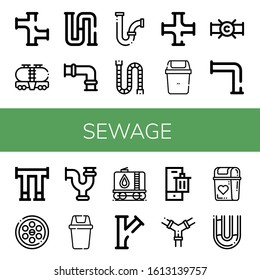 sewage icon set. Collection of Pipe, Tank, Piping, Pipes, Bin, Drainage icons