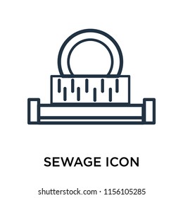 Sewage icon vector isolated on white background. thin symbols or lined elements in outline style
