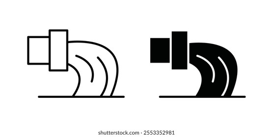 Iconos de aguas residuales en estilo relleno y delineado negro