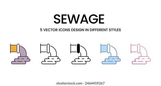Sewage Icons different style vector stock illustration