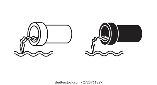 Iconos de aguas residuales rellenos, delgados, contorno y trazos
