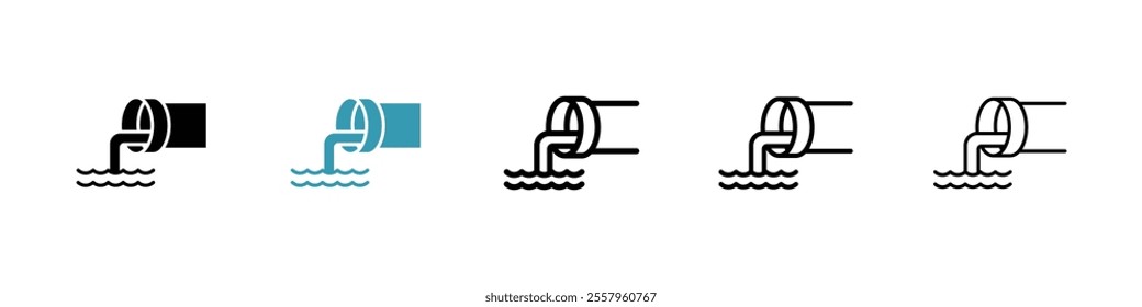 Sewage icons pack in black and blue.