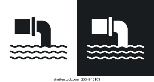 Sewage icons in solid black and white colors