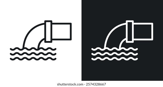 Sewage icons in thin black and white stroke liner style