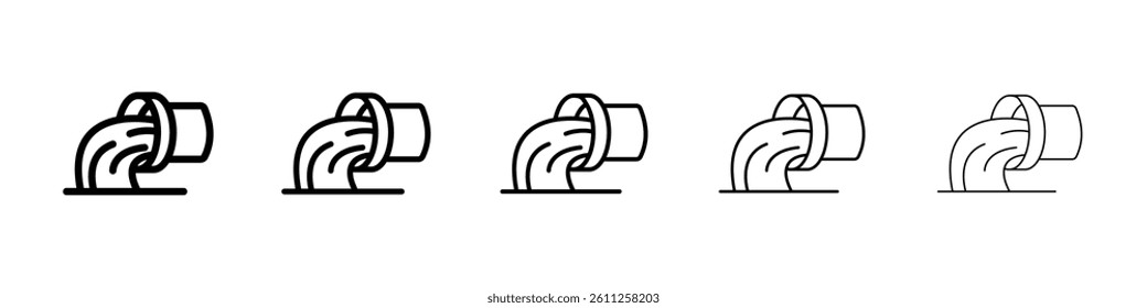 Sewage icons vector set in different stroke line style