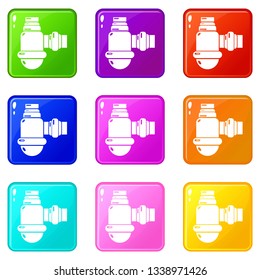 Sewage siphon icons set 9 color collection isolated on white for any design