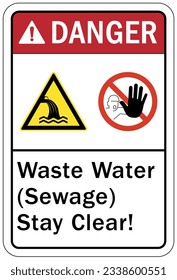 Sewage water warning sign and labels