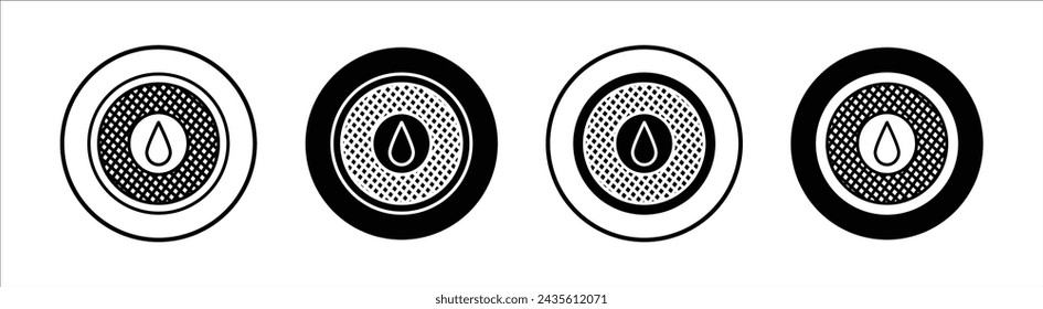 Conjunto de iconos de línea plana de drenaje de alcantarilla. Drenaje de alcantarilla Línea delgada ilustración vectorial