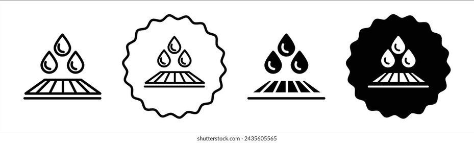 Sewer drain set in black and white color. Sewer drain simple flat icon vector