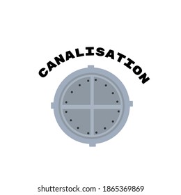 Sewer hatch Closed. Manhole cover. Well hatch. Vector illustration.