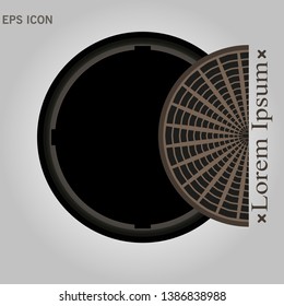 Sewer hatch with lid. open manhole. vector illustration isolated on white background eps10