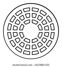 Sewer hatch manhole cover contour outline line icon black color vector illustration image thin flat style