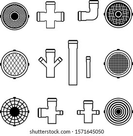 Sewer kit, pipes and hatches black stencil variant