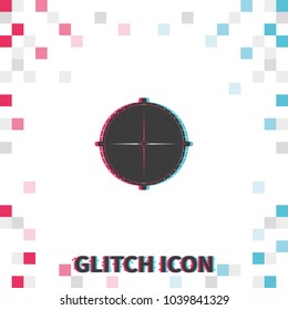 Sewer manhole  glitch effect vector icon.