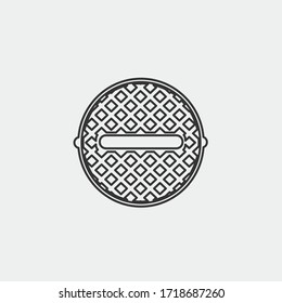 Sewer manhole vector icon illustration sign