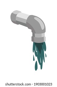 Tubo de alcantarillado y agua residual. Ilustración plana simple
