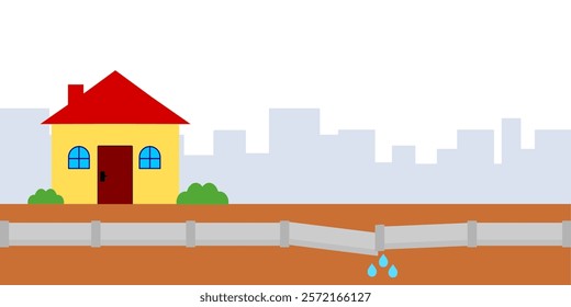 Sewer pipeline problems cause offset pipe vector illustration for education purpose