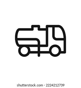 Sewer suction machine isolated icon, vacuum truck outline vector symbol with editable stroke