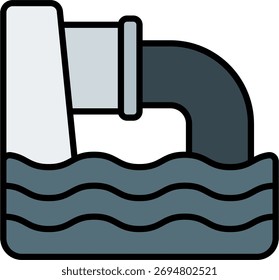 Diseño de Vector de alcantarillado en estilo moderno, concepto de sistema de gestión de aguas residuales y saneamiento, ilustración de drenaje urbano. Icono de línea llena