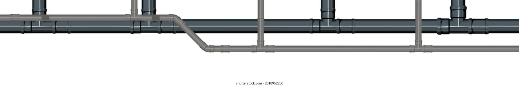 Sewer Water fittings. Pipeline for various purposes. Horizontal position. Illustration isolated on background vector