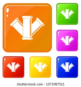 Sewerage icons set collection vector 6 color isolated on white background