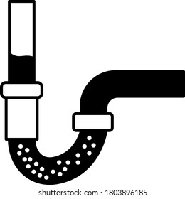 Sewerage Pipe Cleaning Concept, Plumber & Sewerage Service Vector Color Icon Design, Kitchen Drain Pipe on White background, Plumbing and Sanitary Business Sign