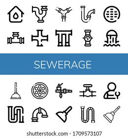 sewerage simple icons set. Contains such icons as Plumbing, Pipe, Pipes, Sewer, Plunger, Piping, Drainage, Plumber, can be used for web, mobile and logo