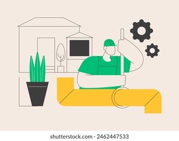 Sewerage system abstract concept vector illustration. Domestic sewerage system, wastewater collection and disposal, sewer network technologies, repair service, water treatment abstract metaphor.