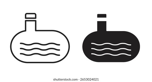 Sewerage tank icon symbol set in black. line and flat icons