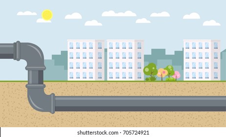 sewerage water system flat design 