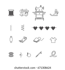 Sewing and accessory icons set,Vector