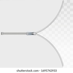 Sewing accessory zipper on a transparent background. Stock vector illustration. Vector illusration EPS 10