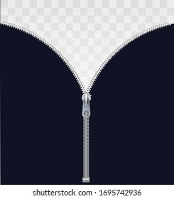 Sewing accessory zipper on a transparent background. Stock vector illustration. Vector illusration EPS 10