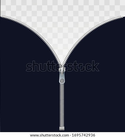 Sewing accessory zipper on a transparent background. Stock vector illustration. Vector illusration EPS 10