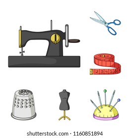 Sewing, atelier cartoon icons in set collection for design. Tool kit vector symbol stock web illustration.